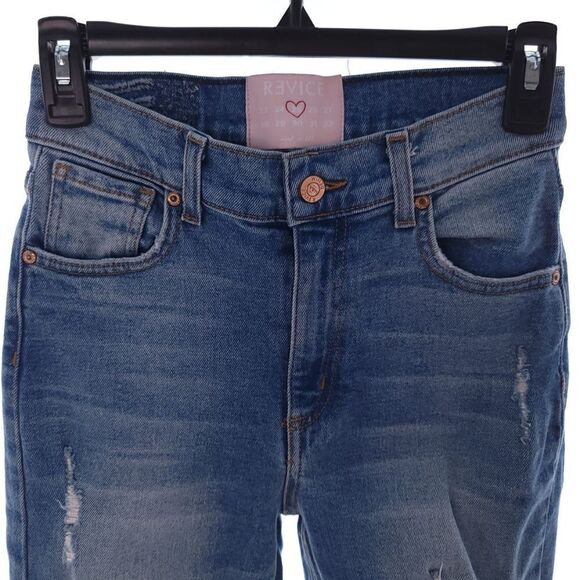 Revice Womens Size 25 Blue Distressed High Rise Raw Hem Denim Jeans - Picture 2 of 12